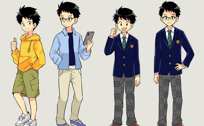 学生、アニメ風編集