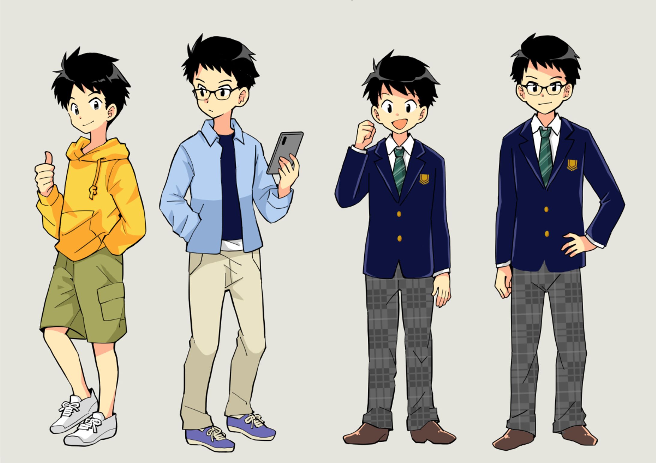 【アニメタッチ】中学生男子のイラスト-1
