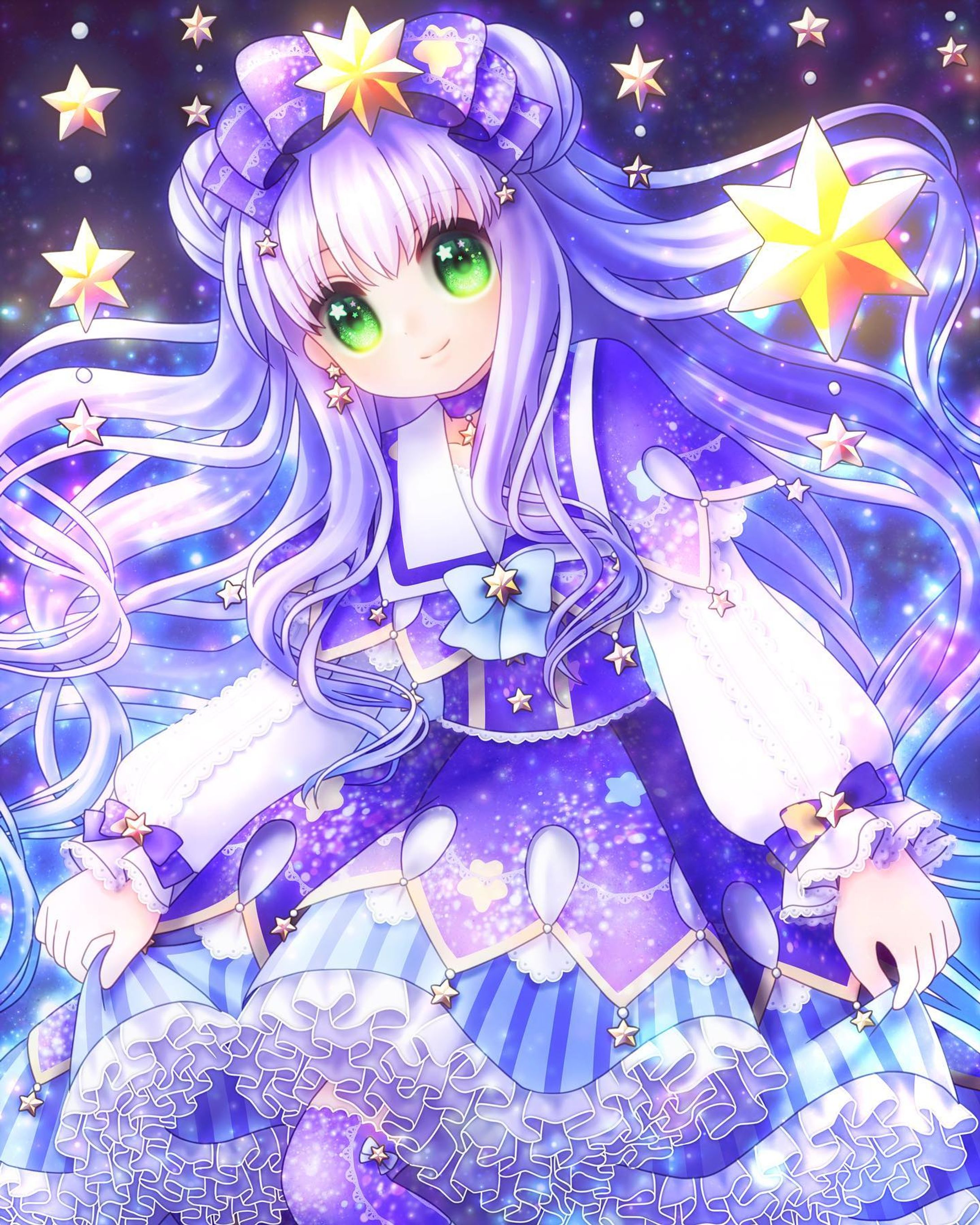 星空ちゃん⭐️🌟💫　#イラスト　#お絵描き　#おえかき　#お絵かき  #illustration #illust #女の子　#女の子イラスト　#デジタル　#デジタルイラスト　#デジタル絵　#オリジナル　#オリジナルイラスト　#オリジナル絵　#ロリィタ　#ロリィタファッション　#ロリータ　#ロリータファッション　#フリル　#リボン　#星　#星空　#夜空　#宇宙　#キラキラ　#紫　#青　#ゆめかわ　#ゆめかわいい-1