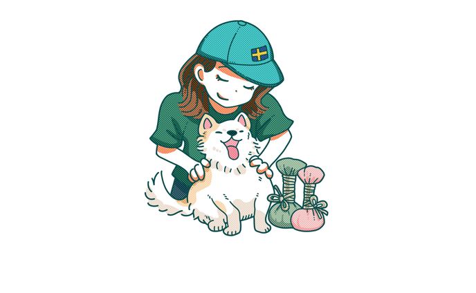 ショップカード用イラスト「スウェーデン式ドッグマッサージMOANA様」