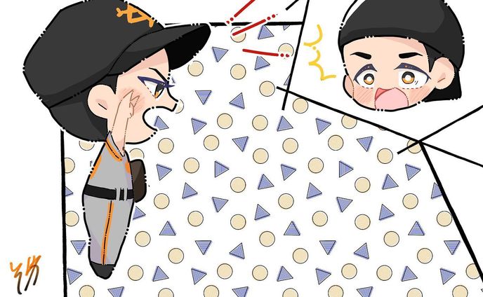 【似顔絵】小林さんが2アウトでベンチかえろうとした時の「誠司！ツーアウト！」ってやってる時の菅野さん
