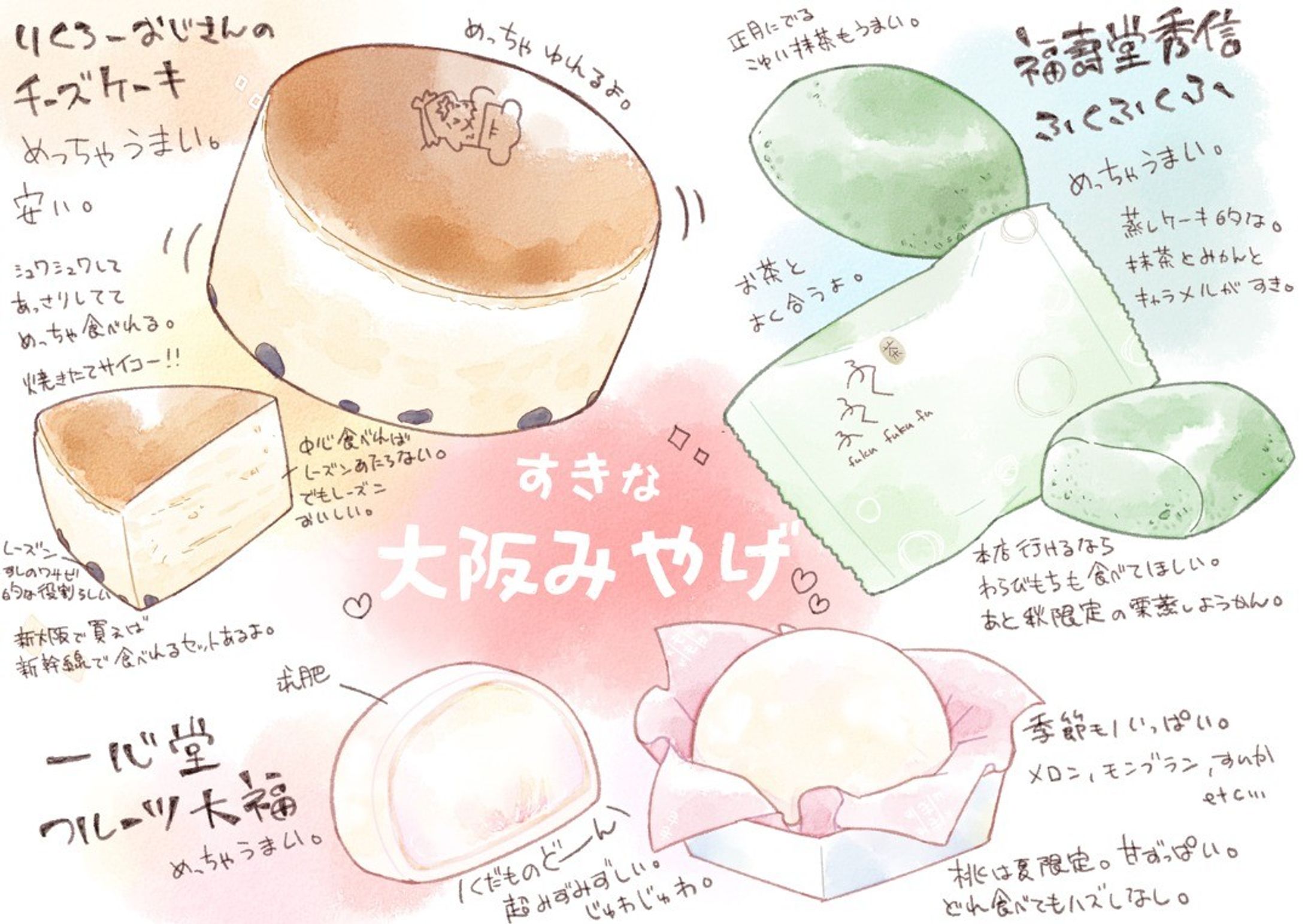 好きな大阪土産です。どれもおいしいよ。

#illust #illustration #sketch #drawing #artwork #art #foodillust
#イラスト #イラストレーション #食べ物イラスト #スイーツイラスト #イラストグラム #スケッチ #ドローイング #sai #絵が好きな人と繋がりたい﻿ #絵描きさんと繋がりたい

 #りくろーおじさん #チーズケーキ
 #一心堂 #フルーツ大福
 #福壽堂秀信 #ふくふくふ

 #大阪 #大阪グルメ #大阪土産-1