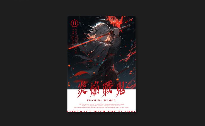 架空のライトノベル『炎焔戦鬼』装丁デザイン