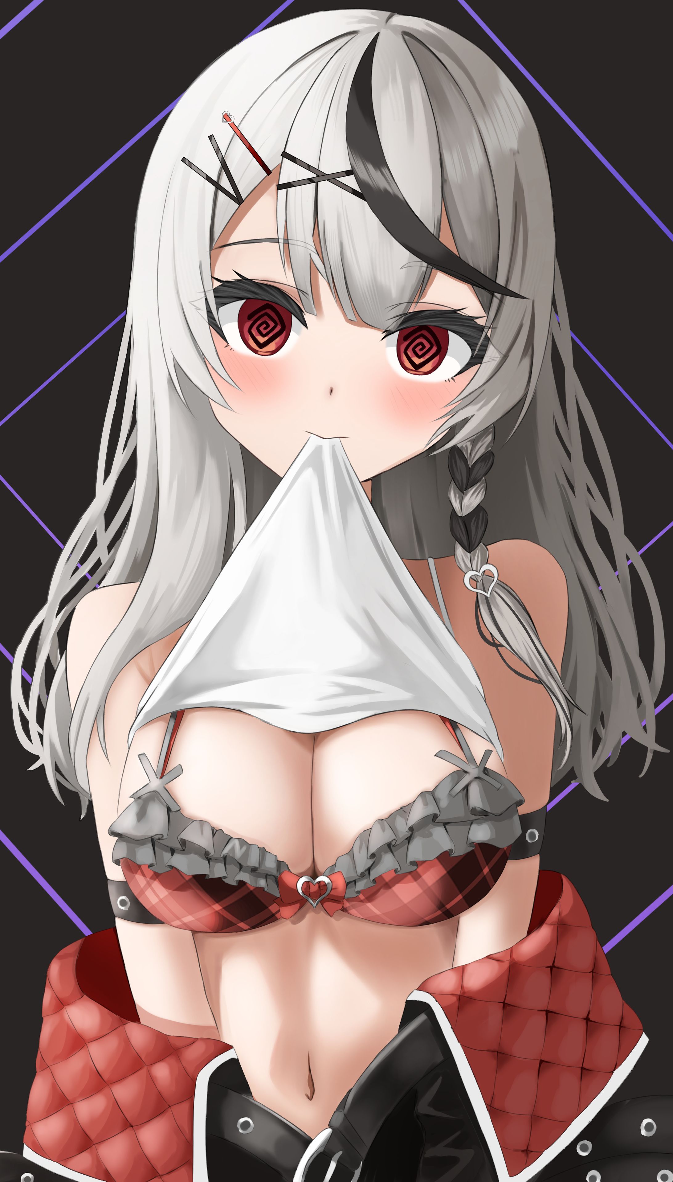 くわえたくしあげをする沙花叉-1