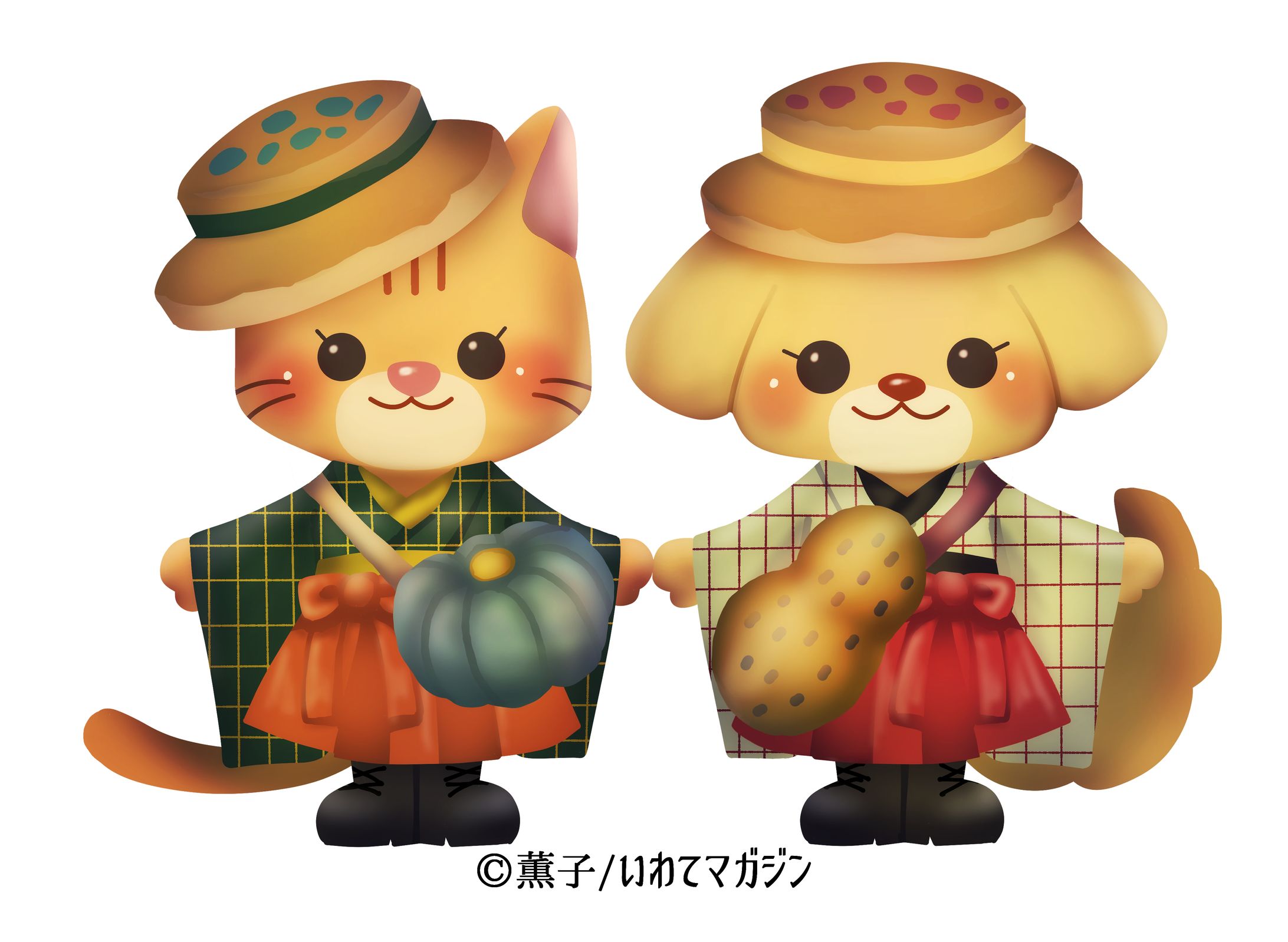 白沢せんべい店様「かぼにゃ」「まるピー」キャラクター作成-1
