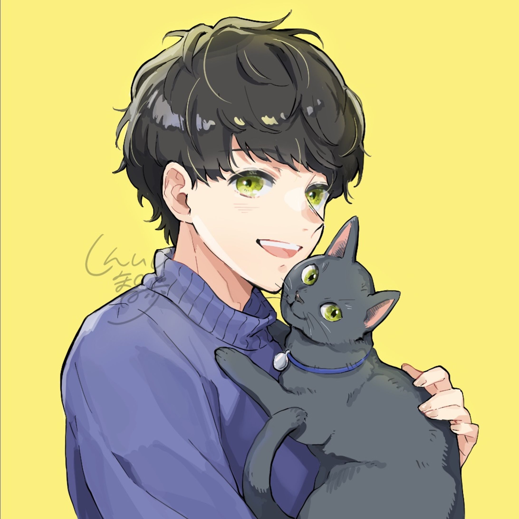猫と一緒(男の子)-1