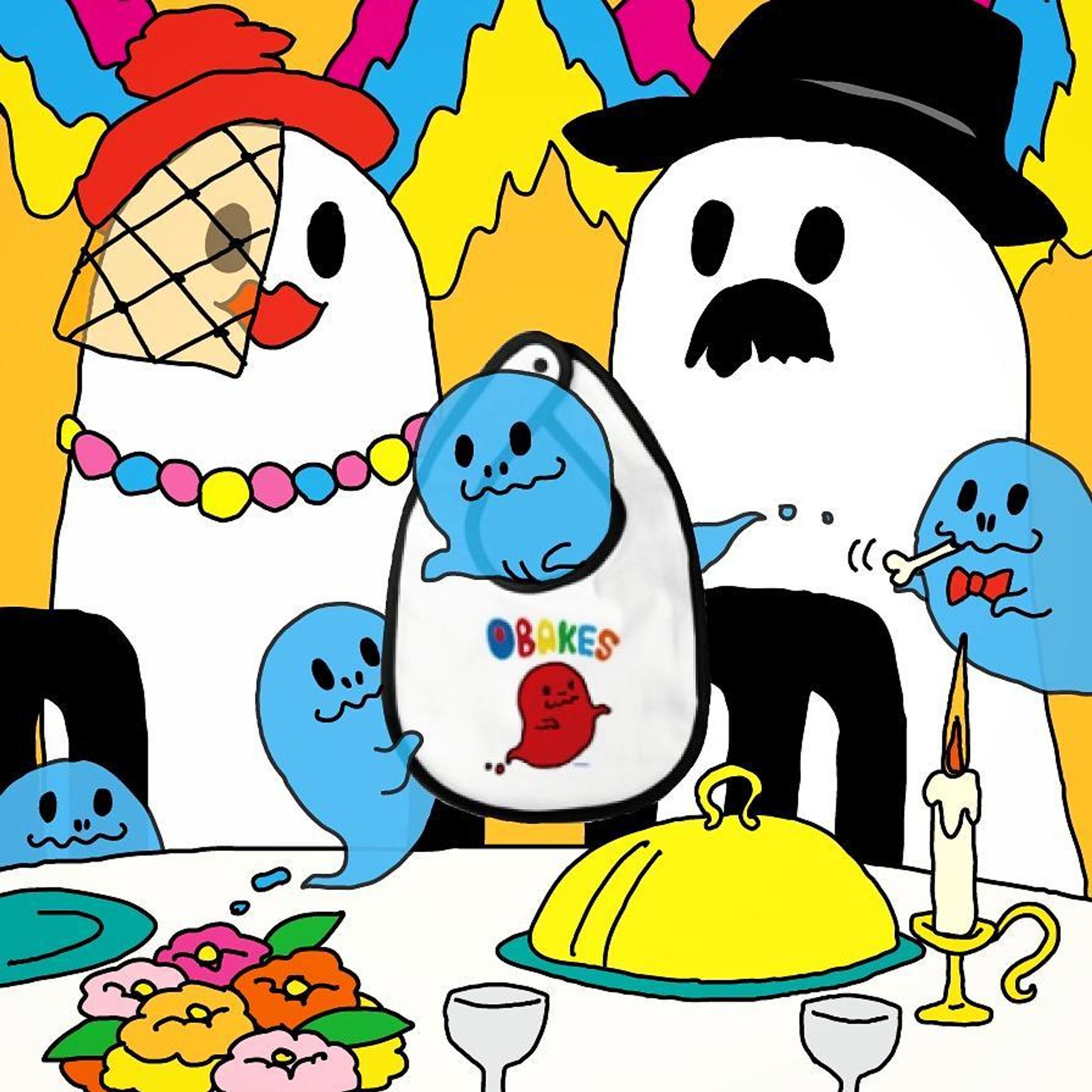 #ベビー服 #baby#babybibb  #joy#ghost#kidswear #illust#pictures#絵#イラスト#おばけ#kidsfashion #Kids#キッズ#こども服
#rompers#party#dinner-1