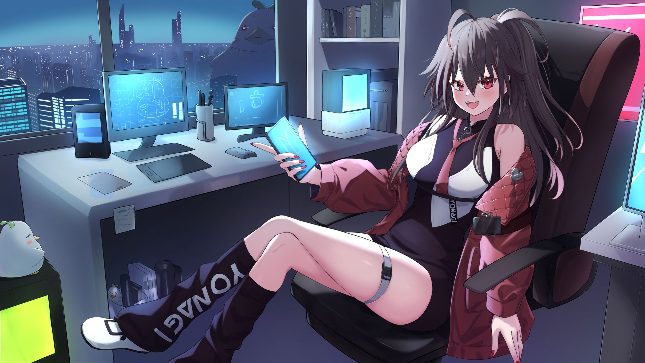 仕事絵「個人Vtuber夜凪るか配信オープニングイラスト」-1