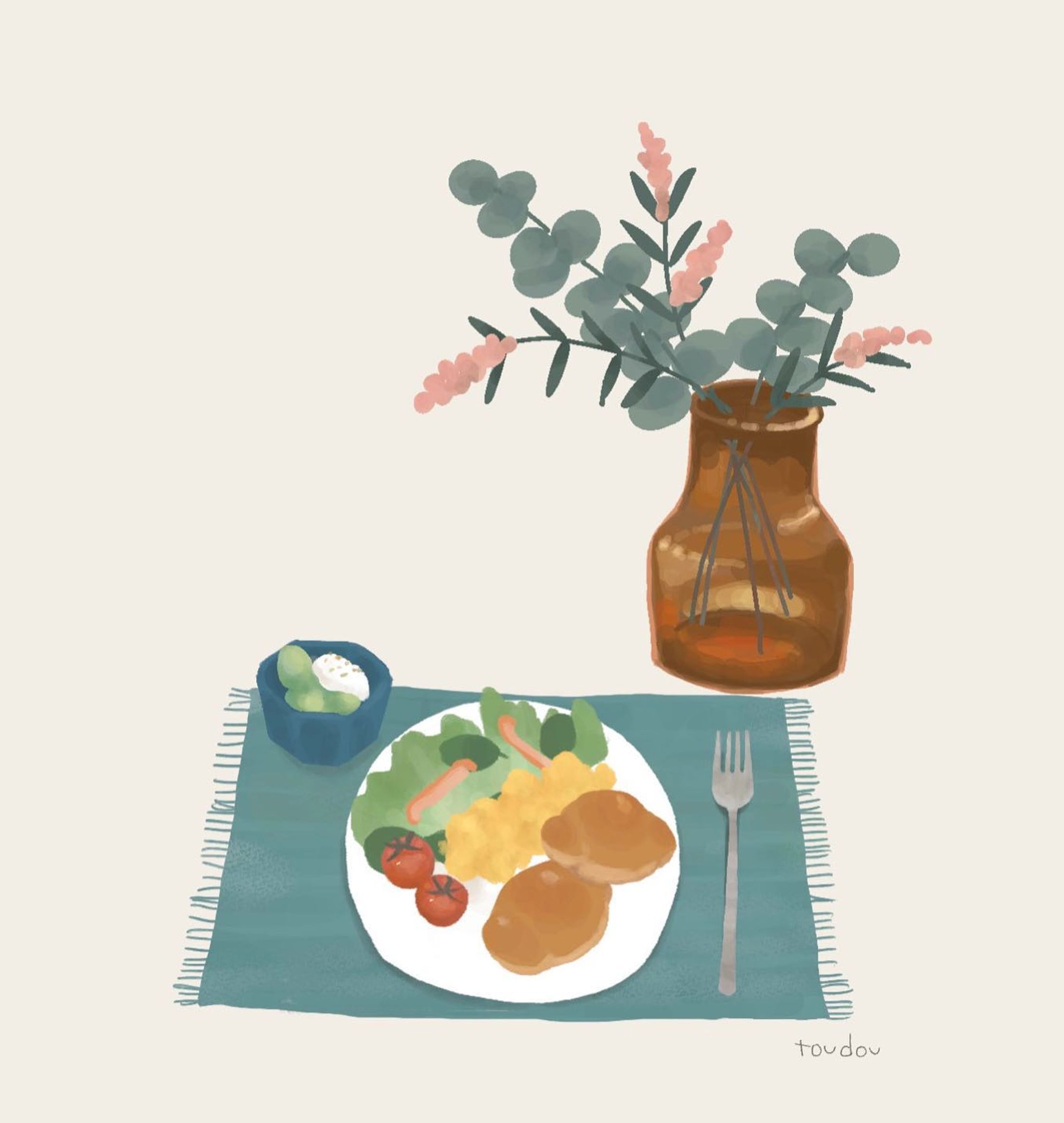breakfast🥗

#illustration #イラスト #breakfast #salad #花のある暮らし #朝ごはんプレート #イラストカット #挿絵イラスト #挿絵 #bread #イラストグラム #おえかき #おえかきぐらむ #그림스타그램　 #일러스트　#插图-1