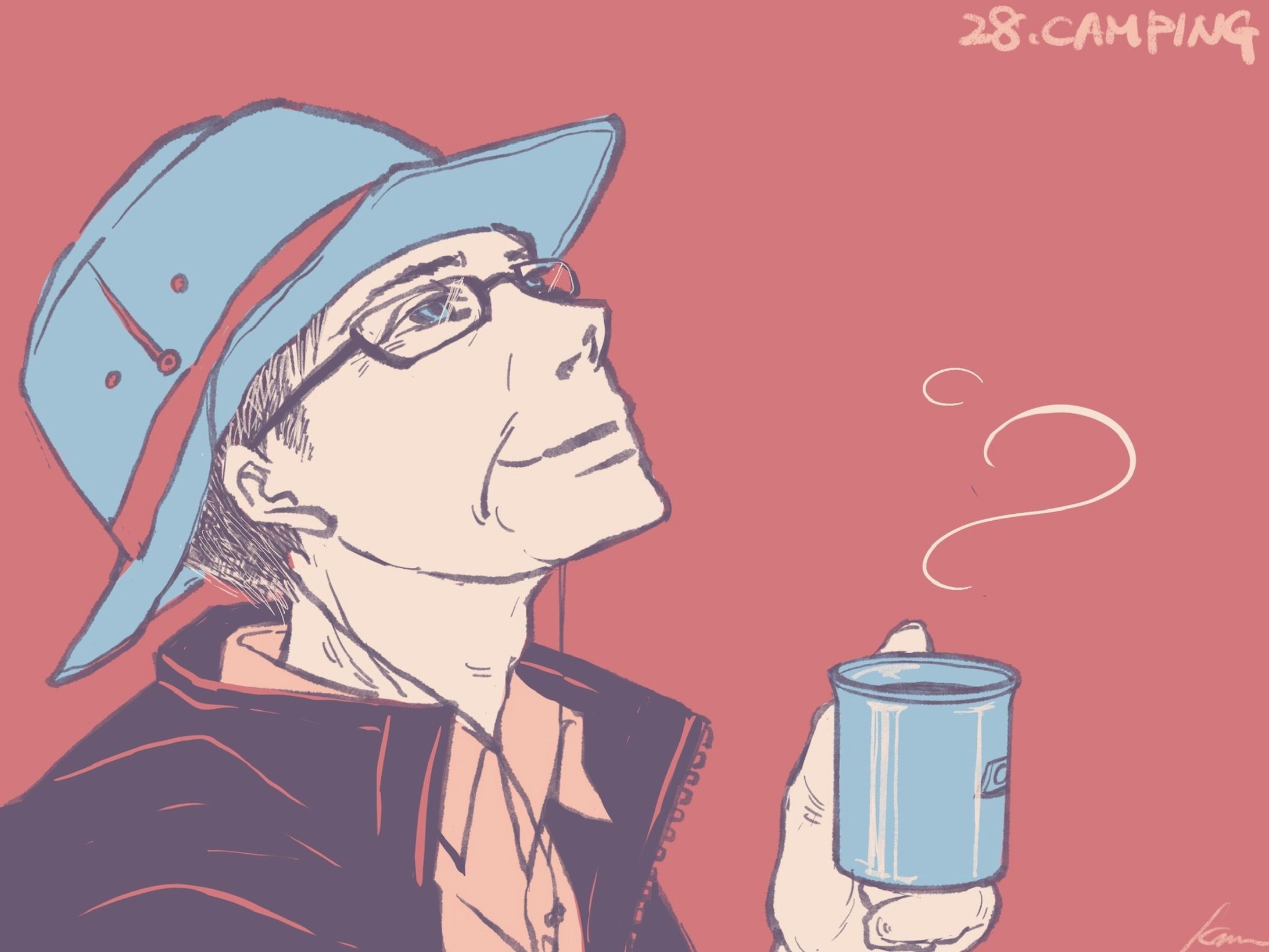 男性イラスト「キャンプ」-1