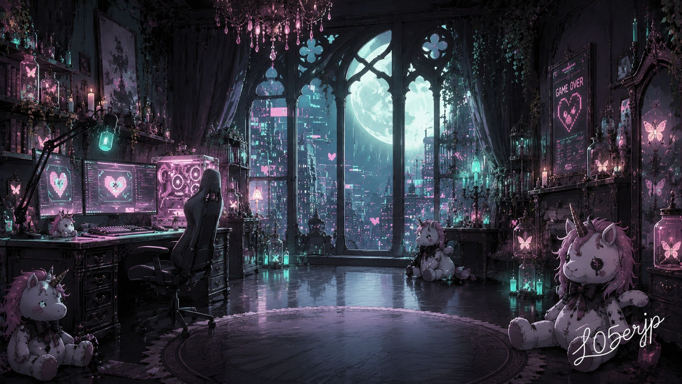 【配信背景】ゴシック・サイバー×ゲーミングルーム-1
