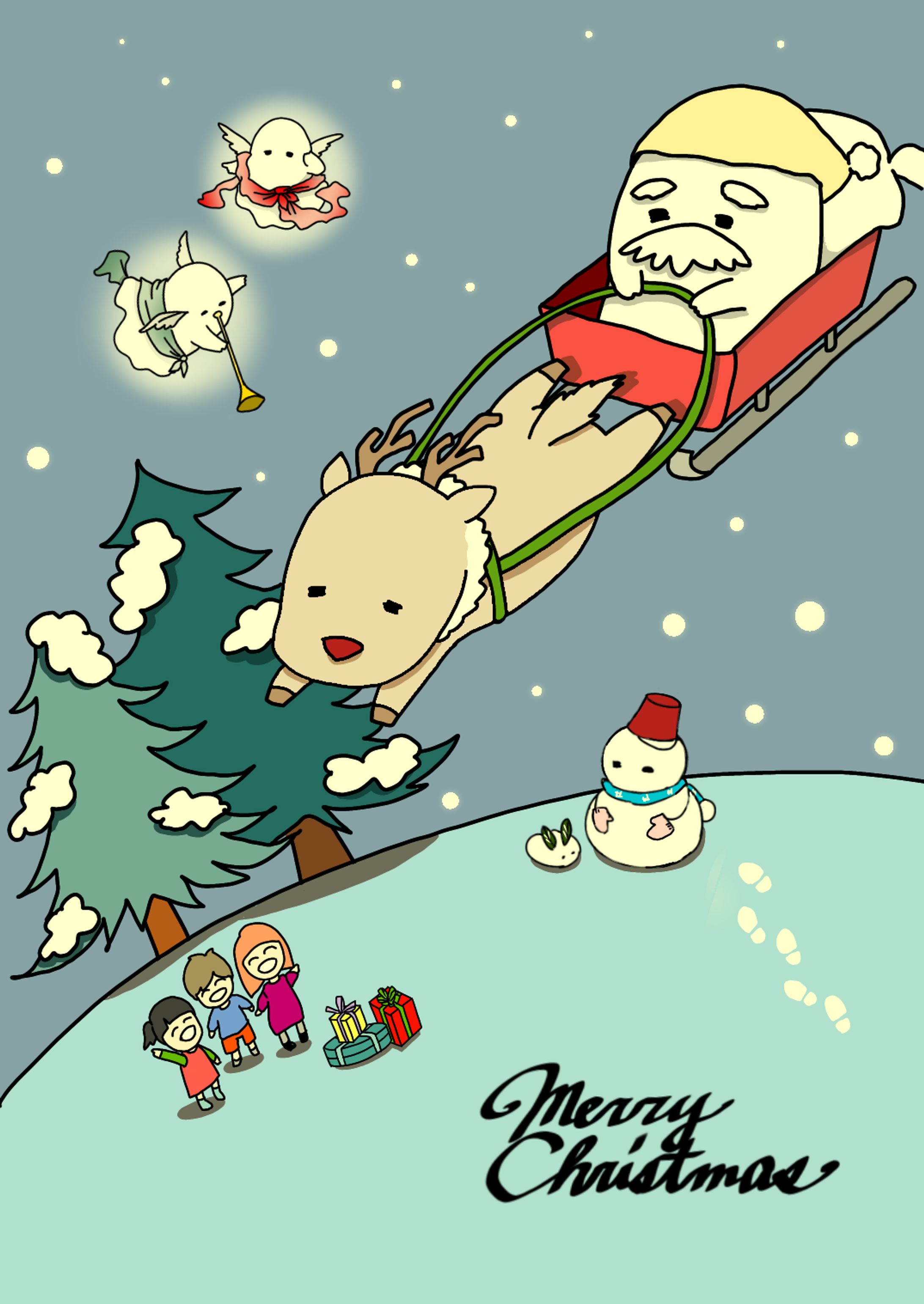 【イラスト】サンタがやってくる-1