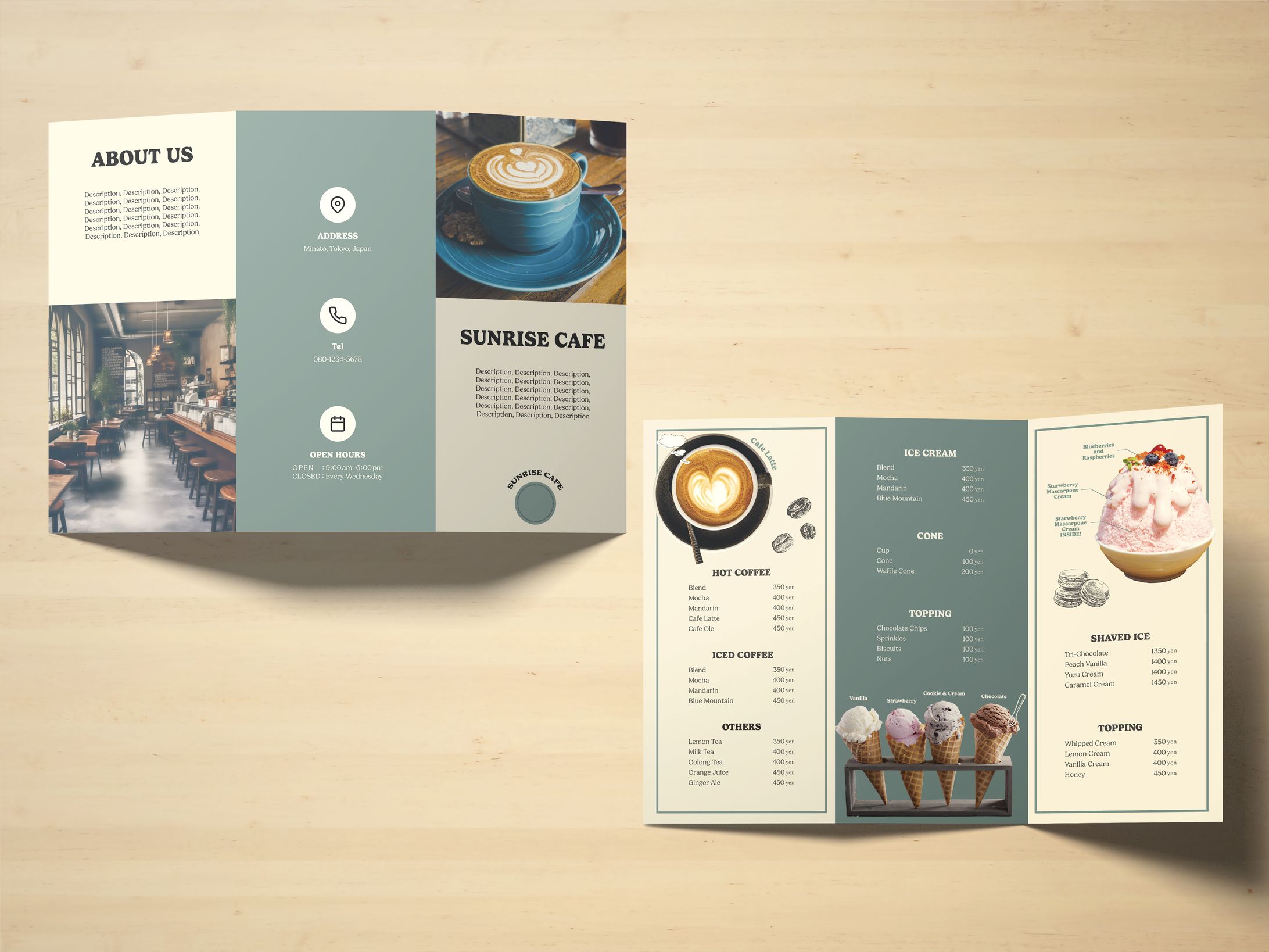 Cafe Trifold Brochure カフェのメニュー-1