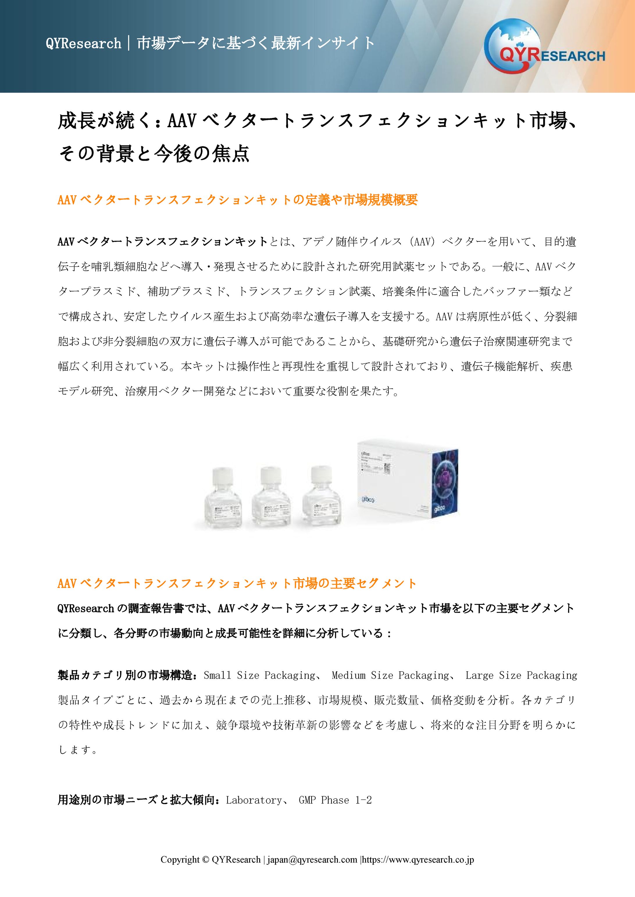 AAVベクタートランスフェクションキット市場データベース2026：製品別・用途別・企業別の詳細分析-1
