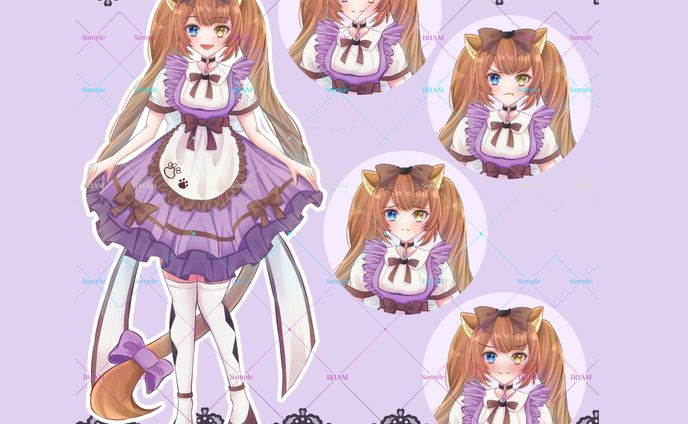 IRIAMライバー様女性立ち絵、表情差分