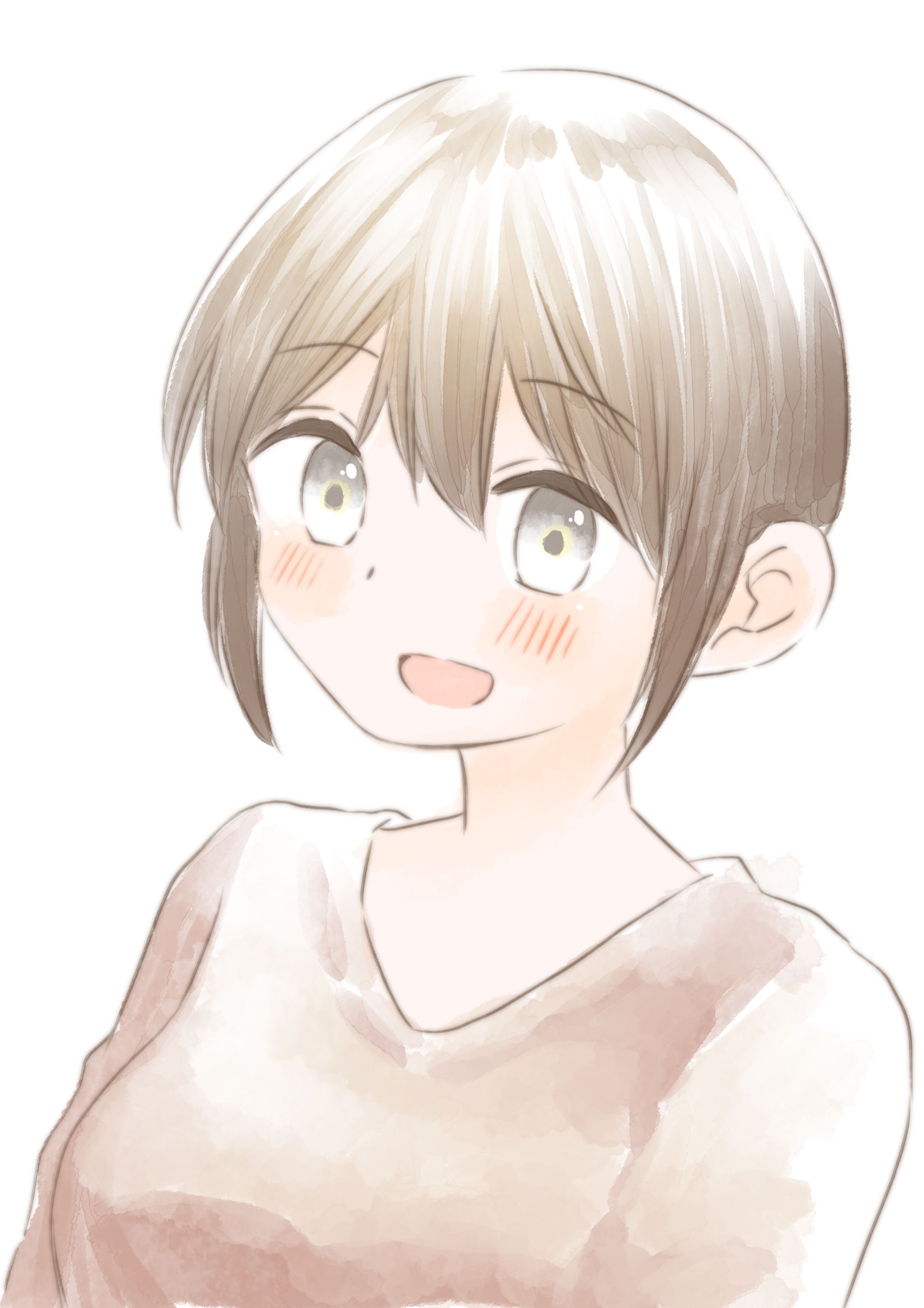 ショートカットの少女(ラフ)-1