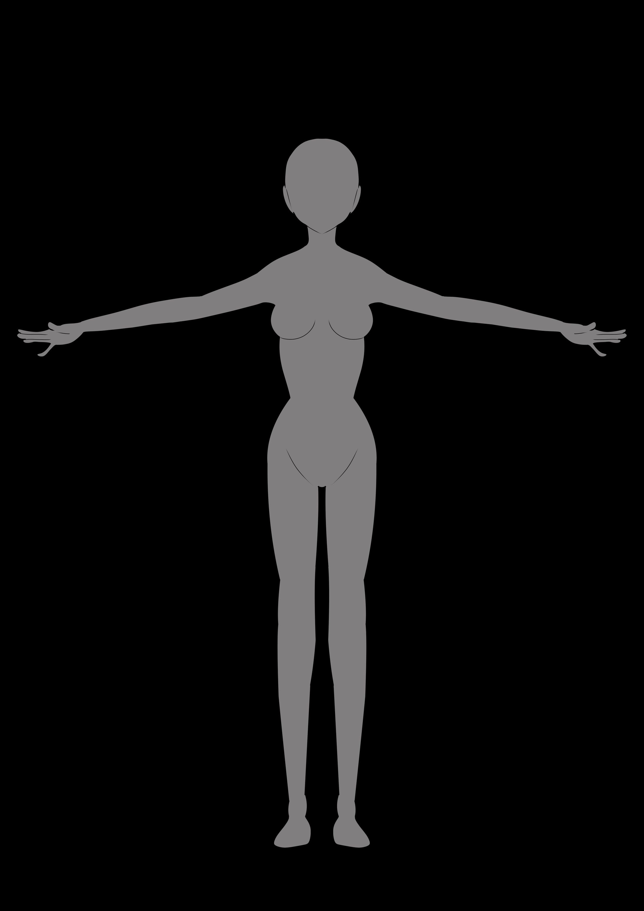 体形　女性 キャラクターデザインシート　2D-1