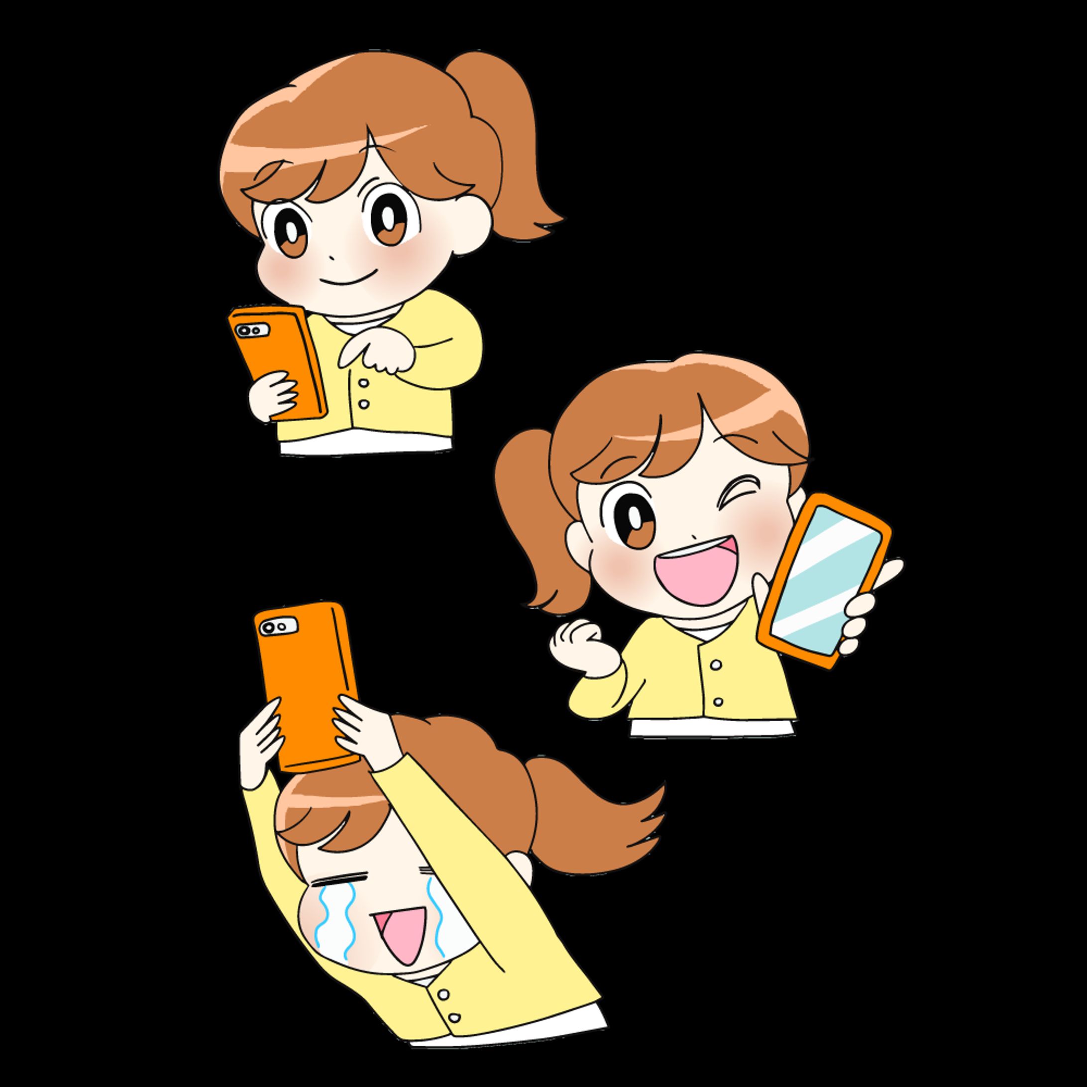 スマホを持った女性のイラスト-1