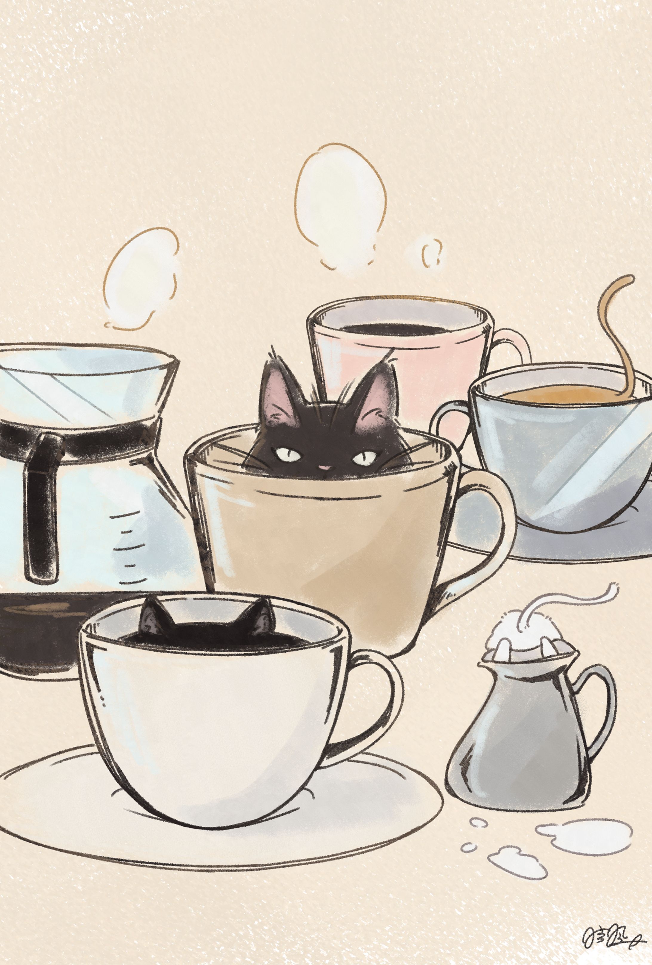 【実績】海鮮和食お肴ぬこ様 展示・販売イラスト-1