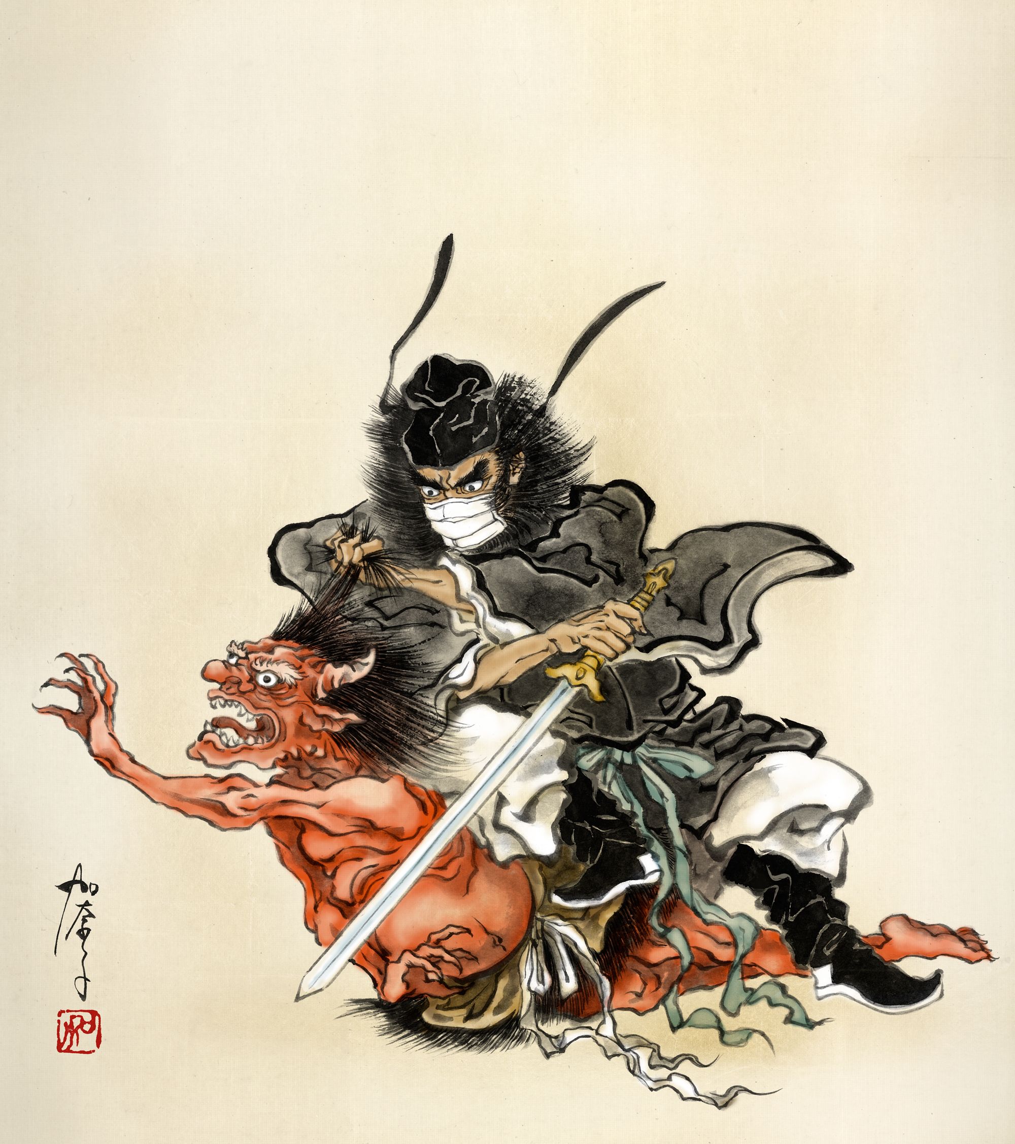 悪鬼退散　鍾馗様絵姿 月岡芳年 作 「新形三十六怪撰 鍾馗夢中捉鬼之図」／ホームメイト