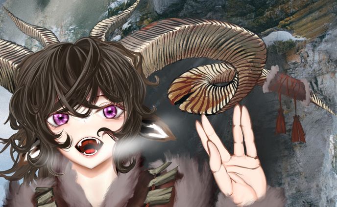 大きい角を持つ女の子
