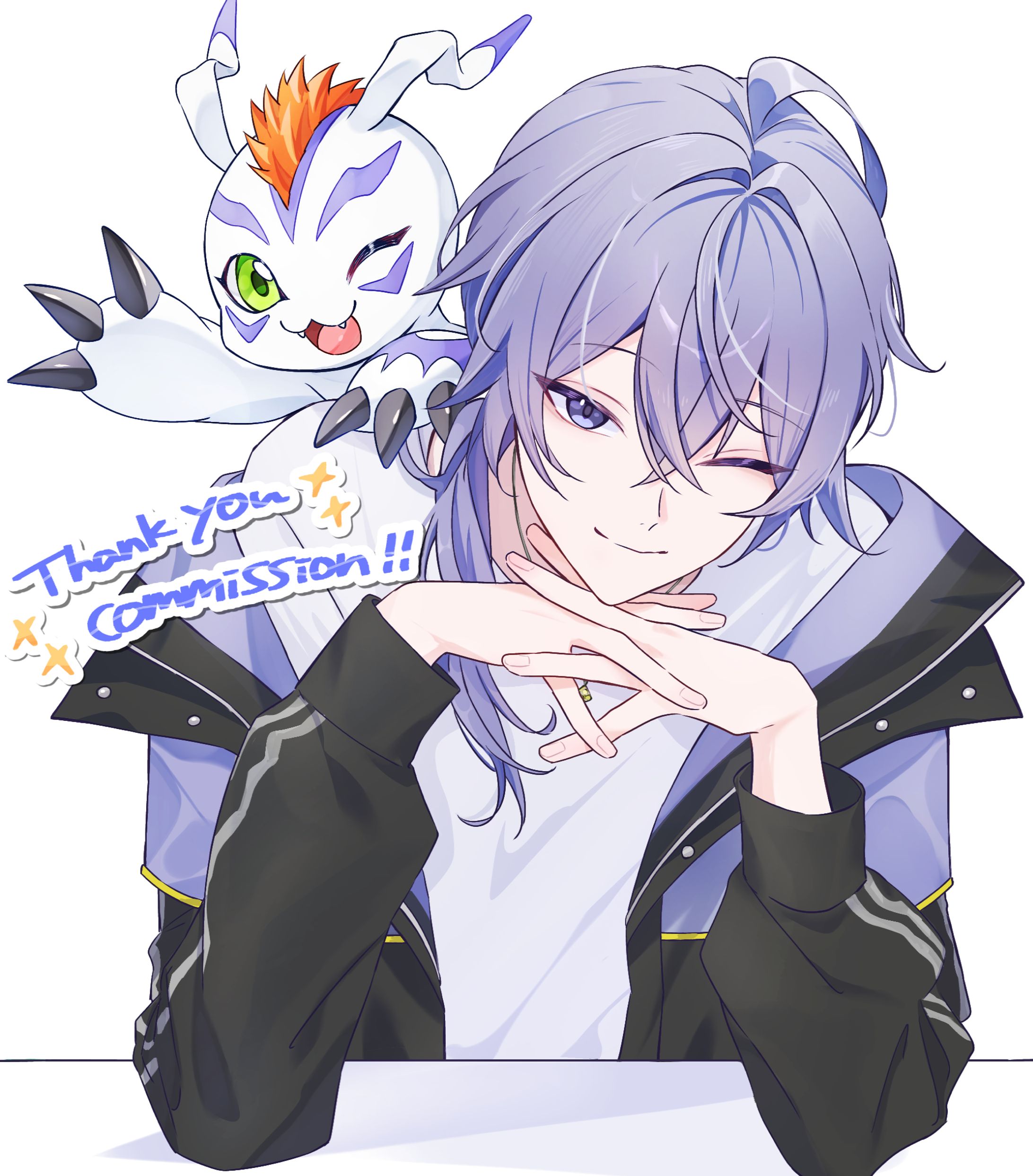 男性&モンスターのイラスト-1