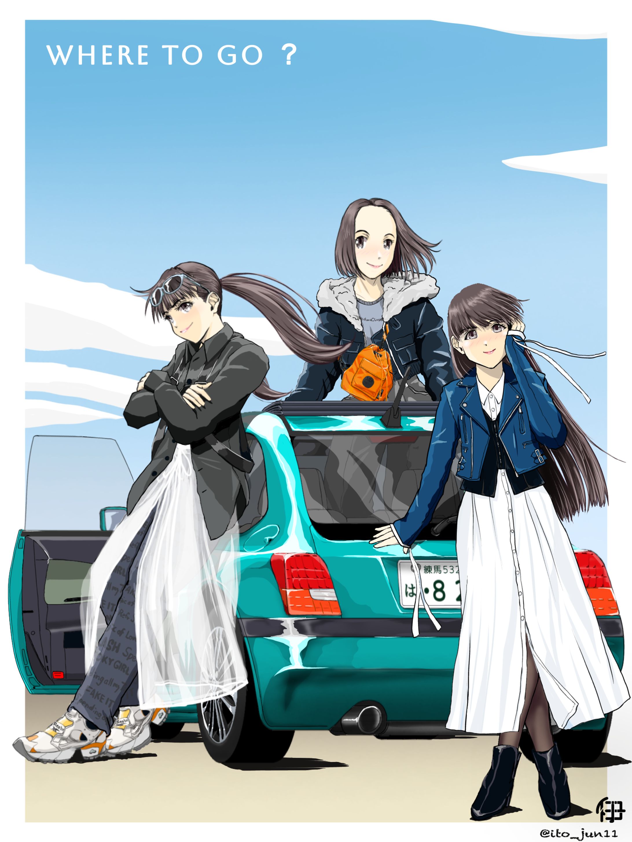 複数人+背景(シンプル)作画例-1