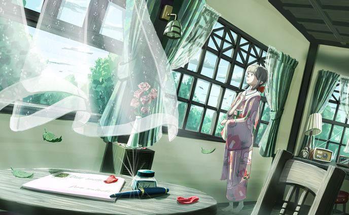 【イラスト】物想う女性