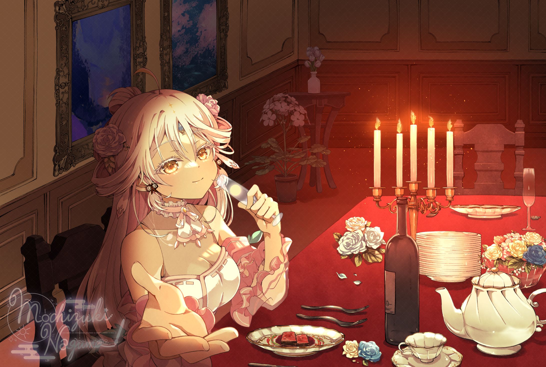 あろめあ様　【MV】晩餐歌 - Cover / あろめあ MVバストアップ•背景絵-1