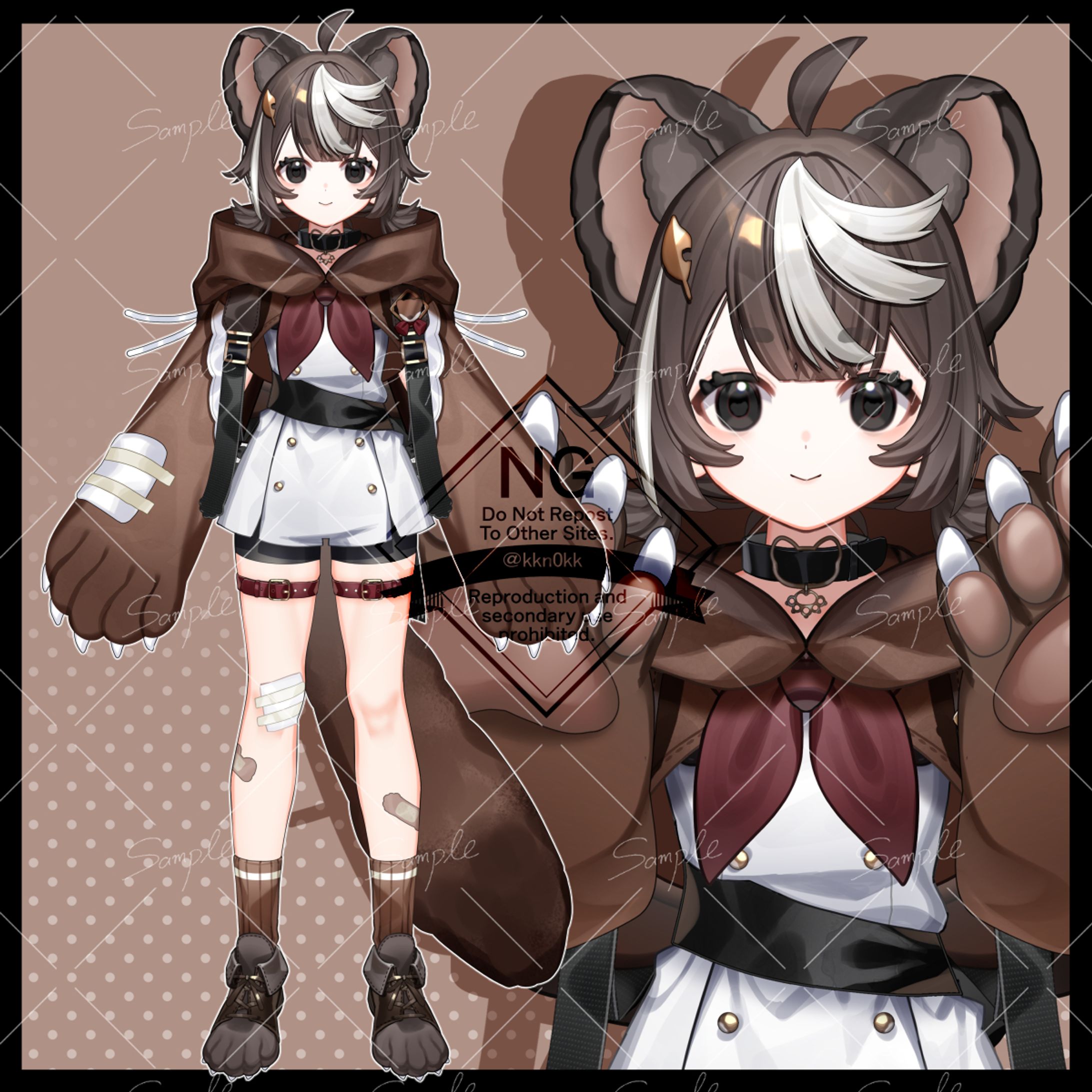 イイズナモチーフキャラクターデザイン、パーツ分け立ち絵-1