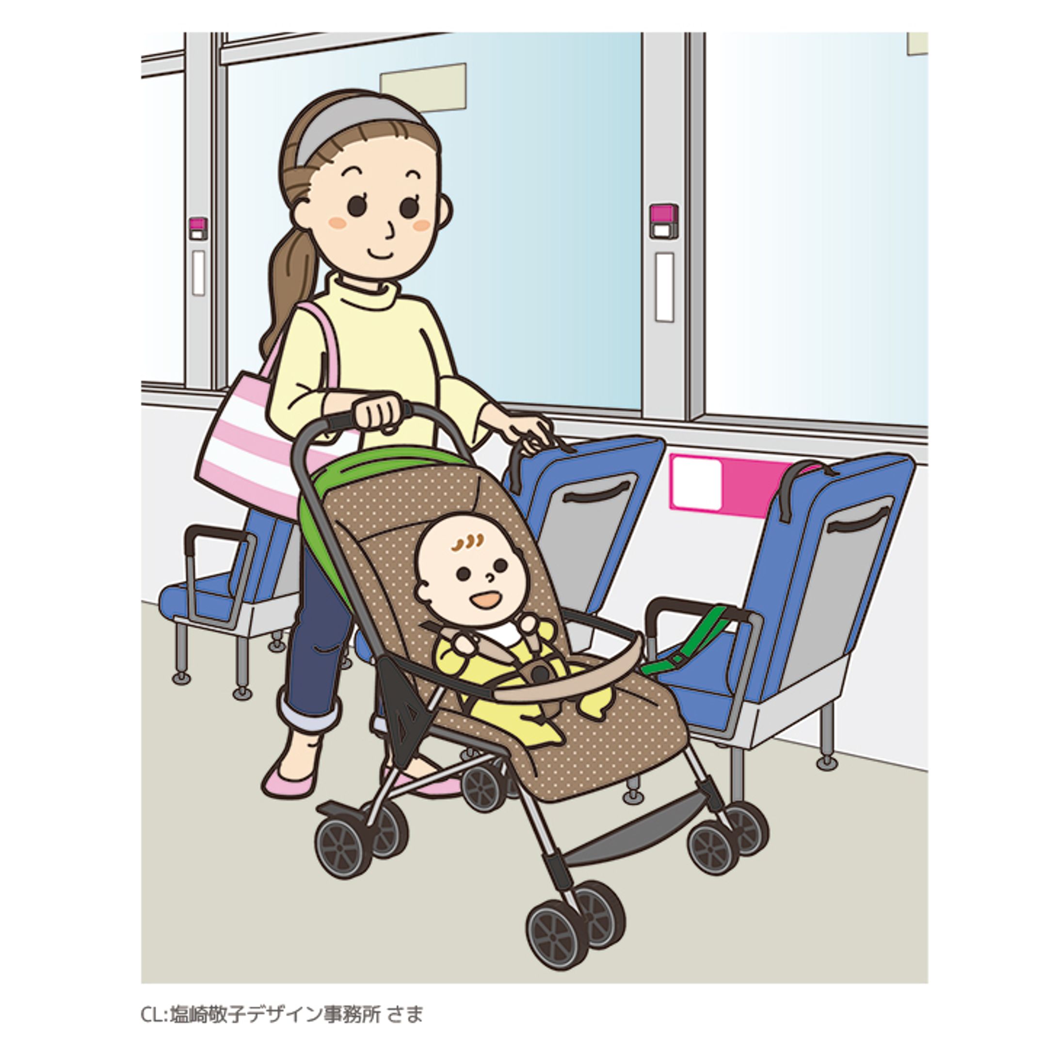 ベビーカーでバスに乗車する際の案内イラスト-1