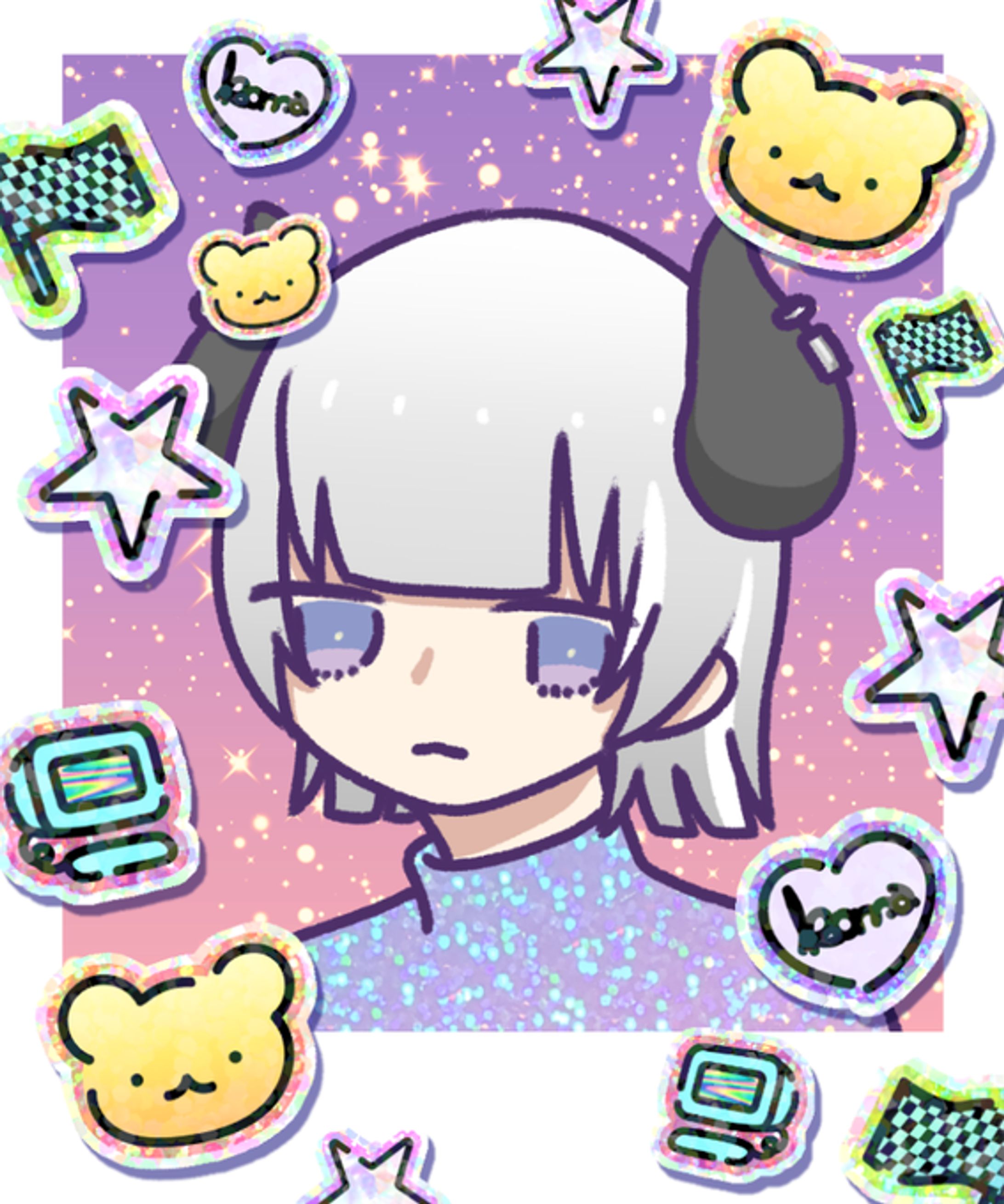【イラスト素材】ホログラムシール風素材-1