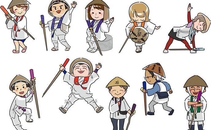 お遍路さんのミニキャライラストを制作しました