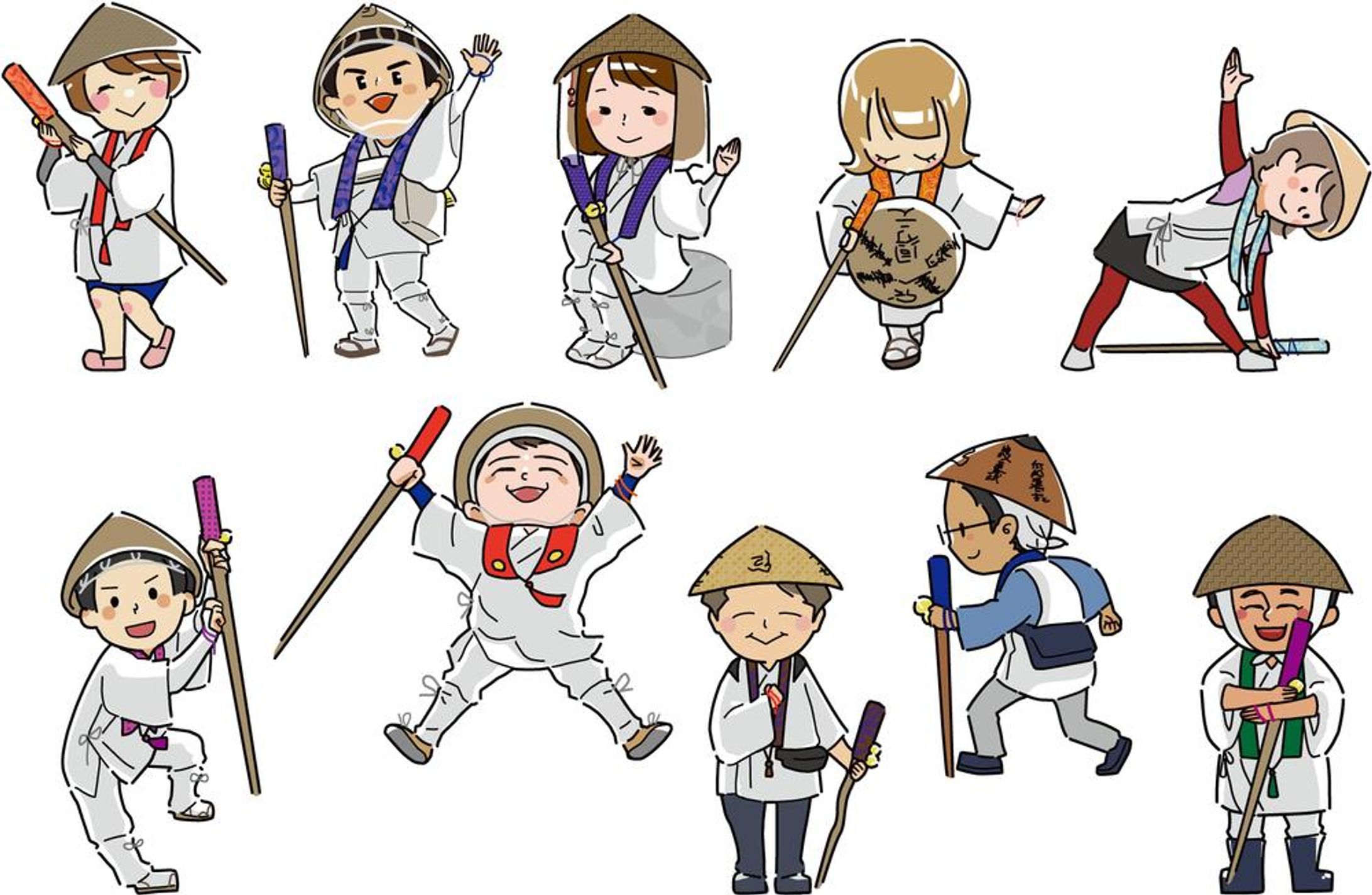 お遍路さんのミニキャライラストを制作しました-1