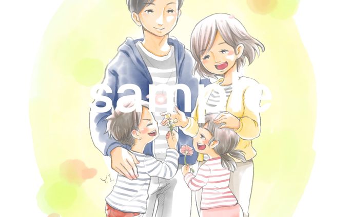 家族、親子、子供がテーマのイラスト