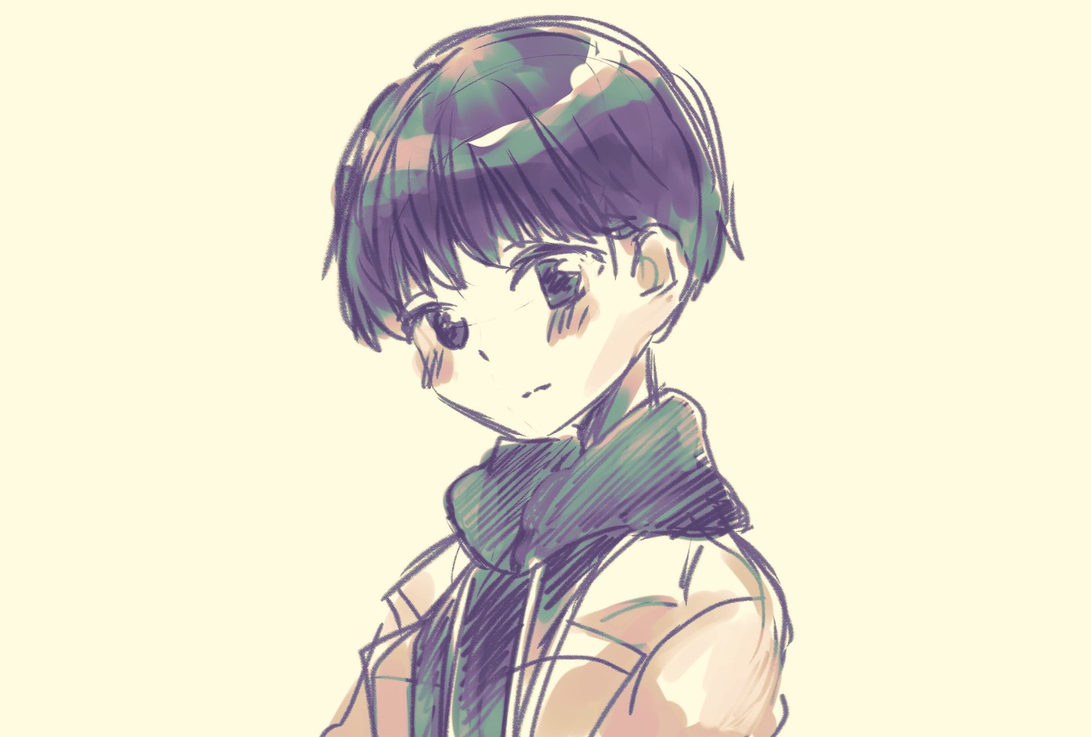 コートの少年(ラフ)-1