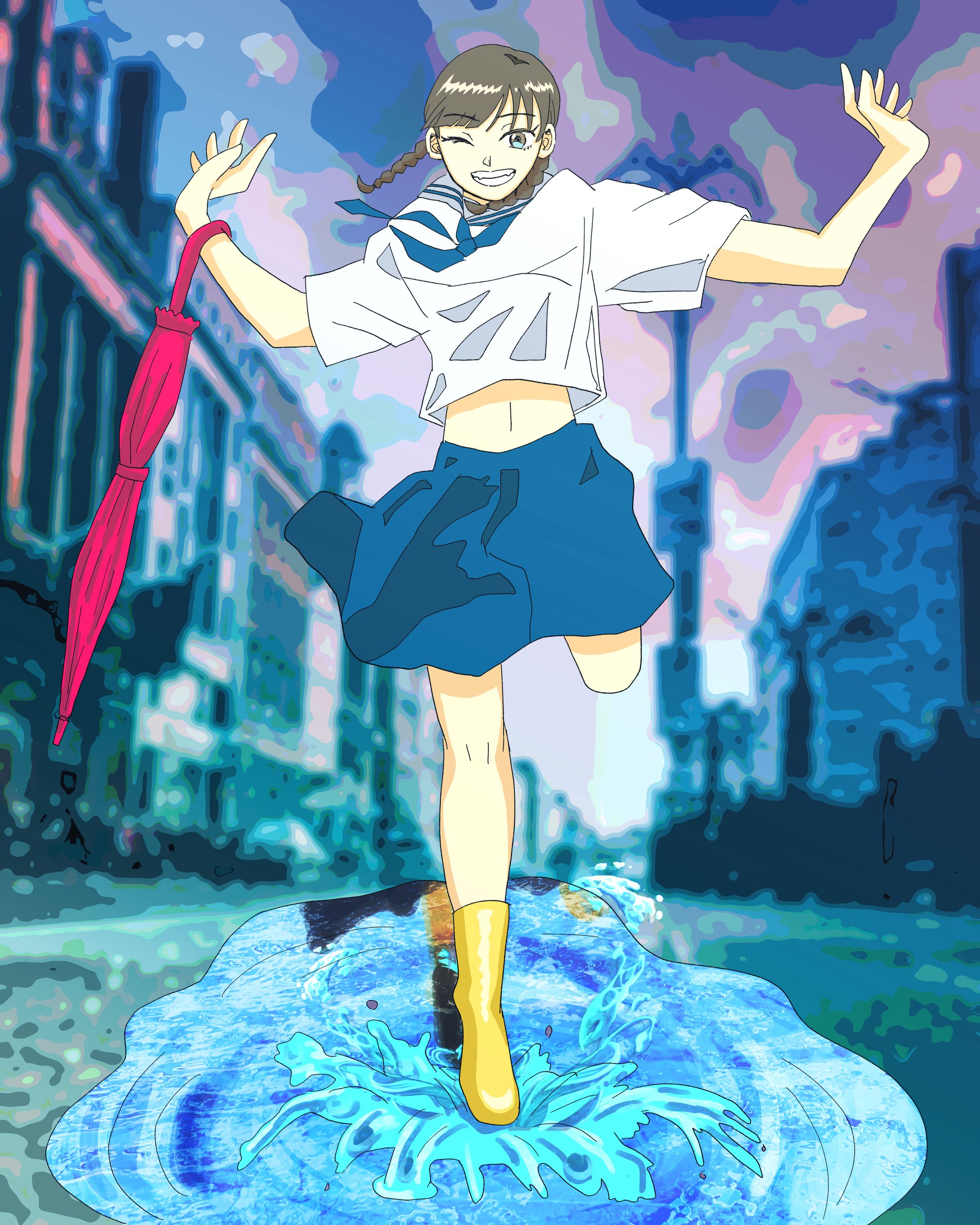 【イラスト】雨上がり少女-1