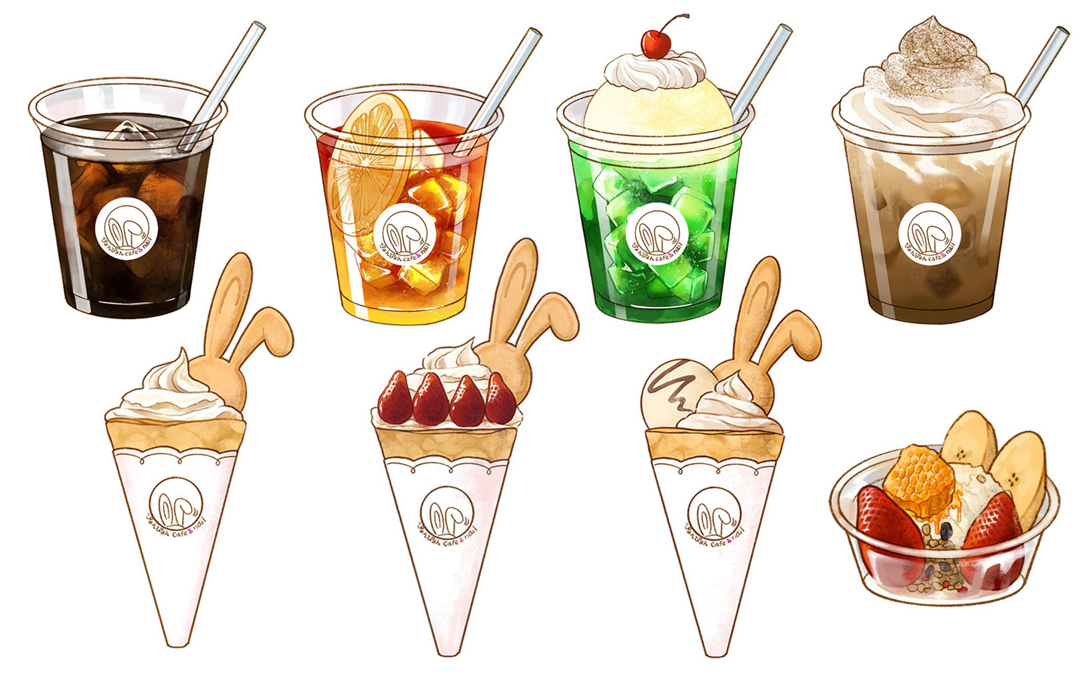 ぴょんぴょんCafe＆nail様HP・メニューイラスト-1