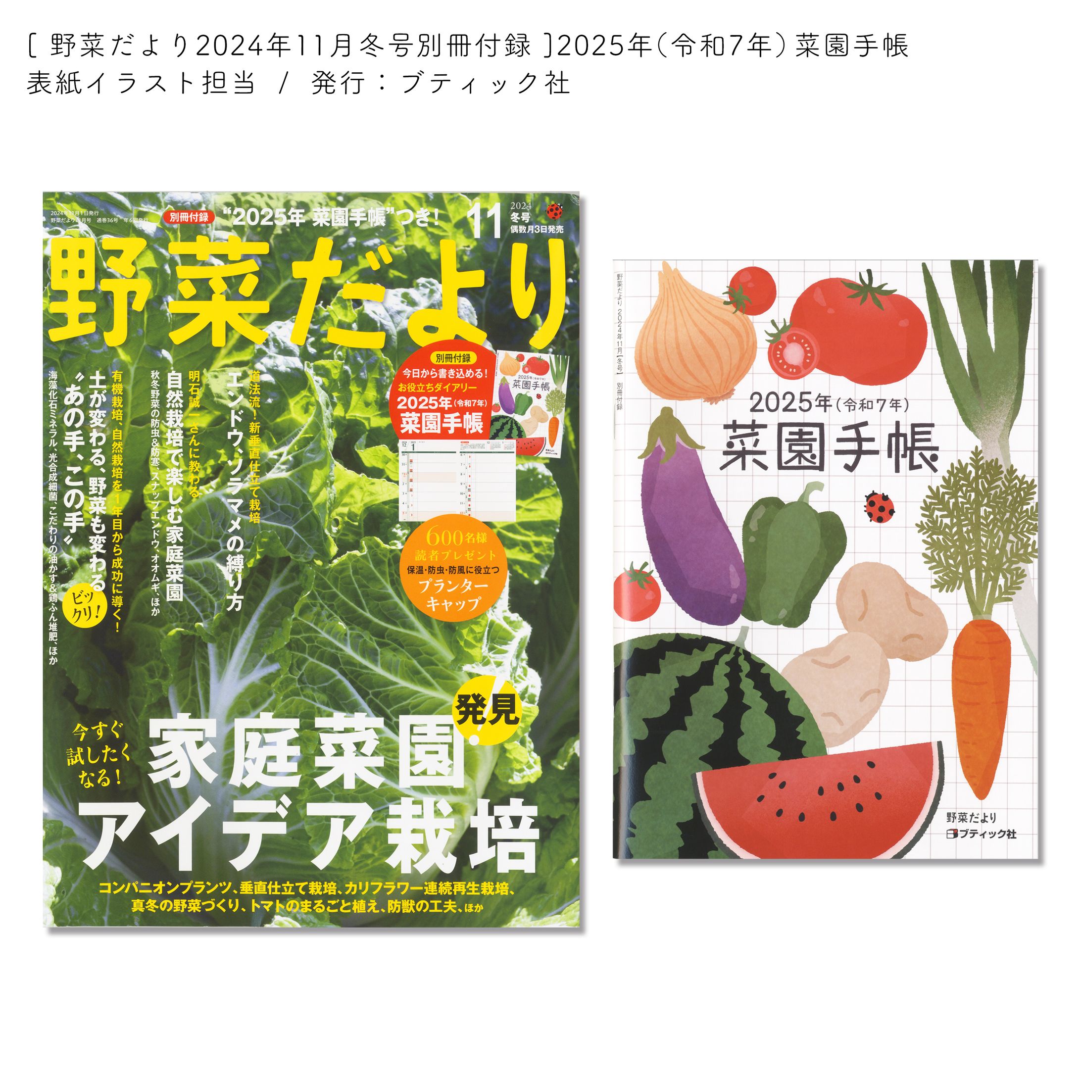 【work】雑誌『野菜だより/菜園手帳』表紙イラスト担当-1