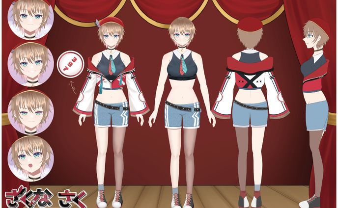 セルフVTuber 「さくなさく」三面図