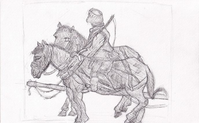 ボードゲーム、ペン画