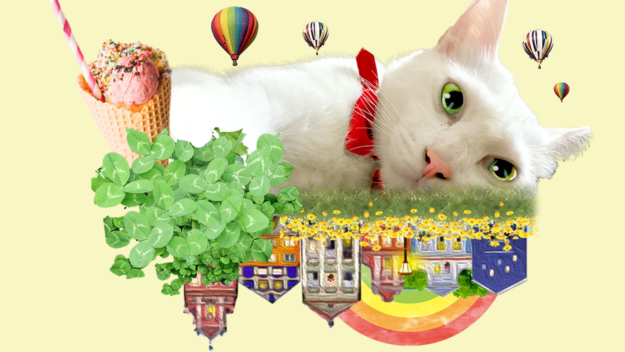 【コラージュ】猫と風景-1