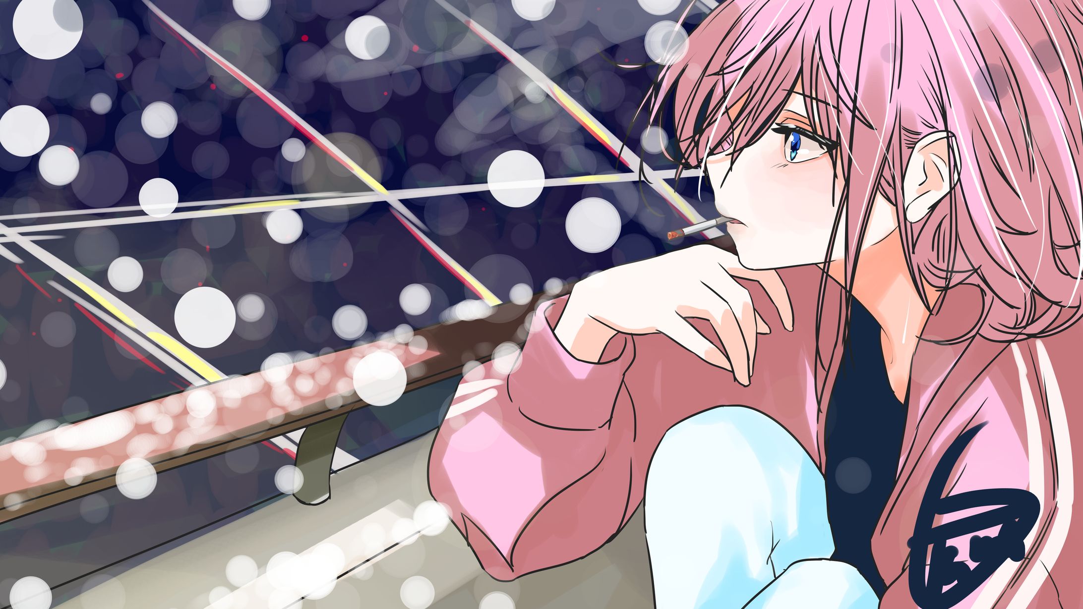 深夜のたばこ女子-1