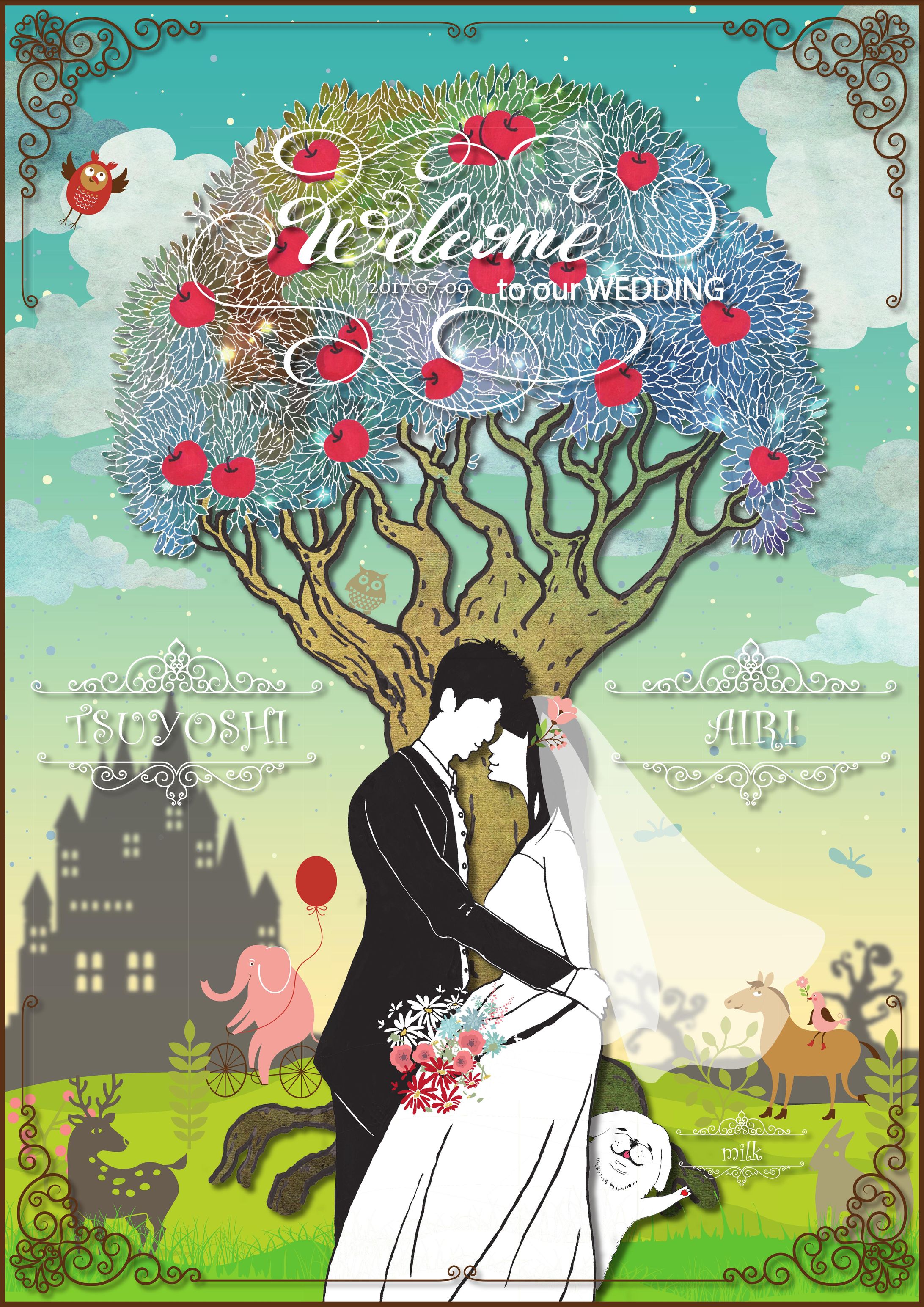 友人の結婚式のウェルカムボード-1