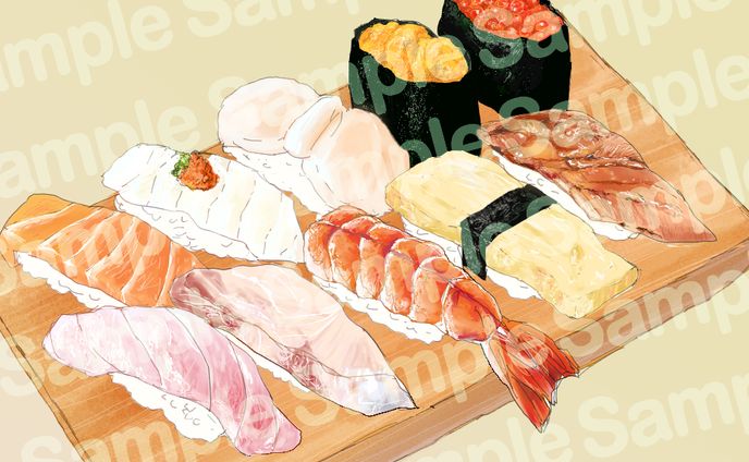 sdイラスト、回転寿司