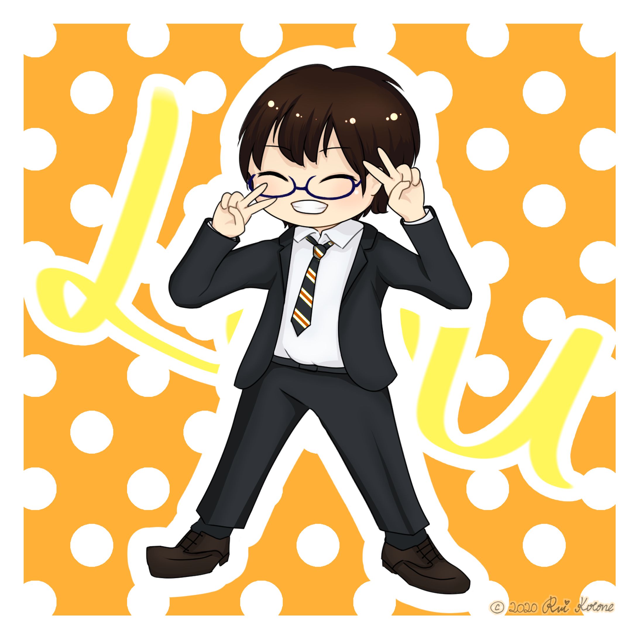 Lou様ご依頼「るーのすまいるー旅」シール用イラストレーション-1