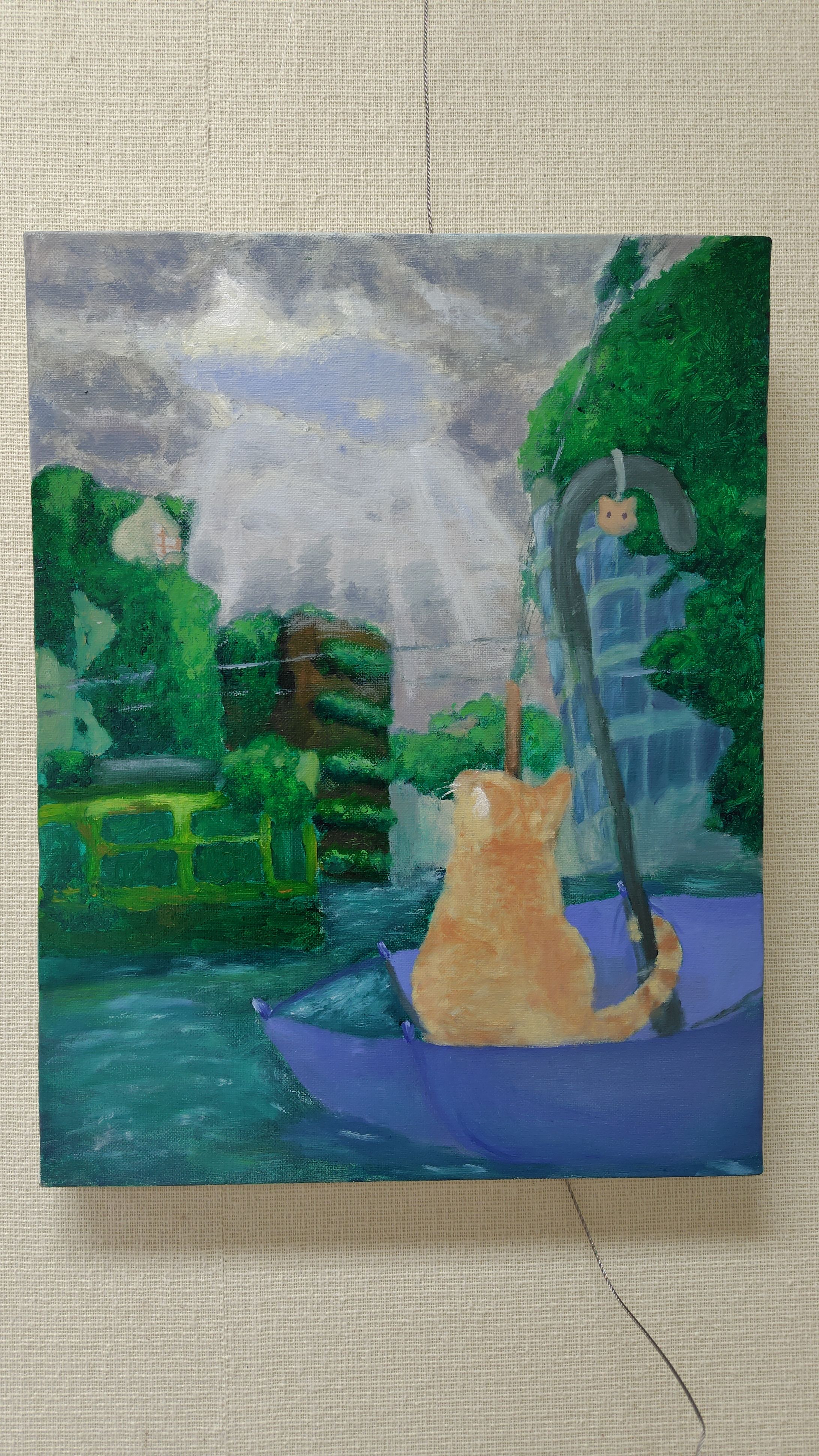 油彩画「薄明出づる通り」-1