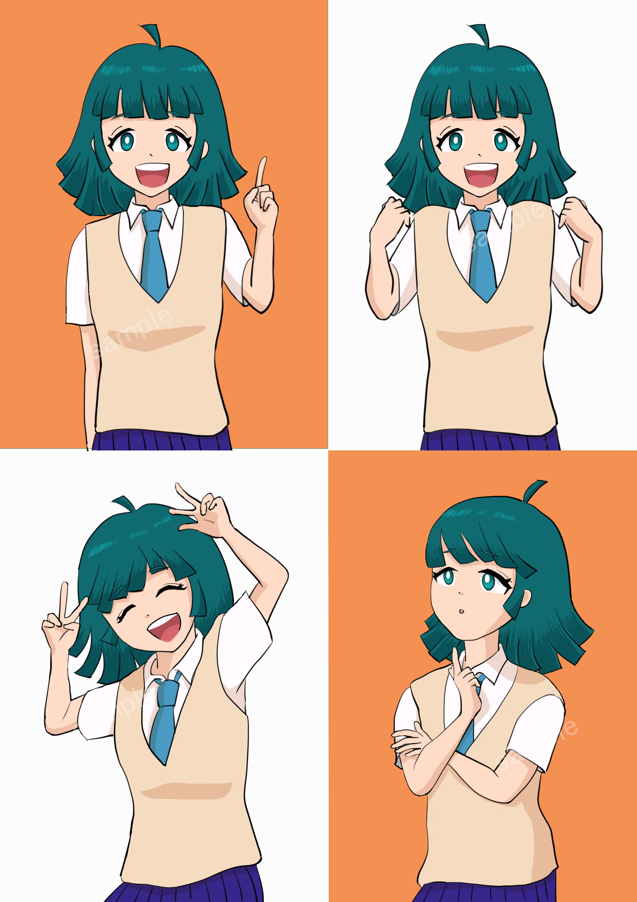 中高生女子4ポーズ-1