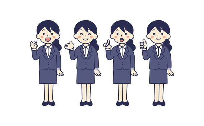 素材用イラスト_スーツ姿で働く人（全身）