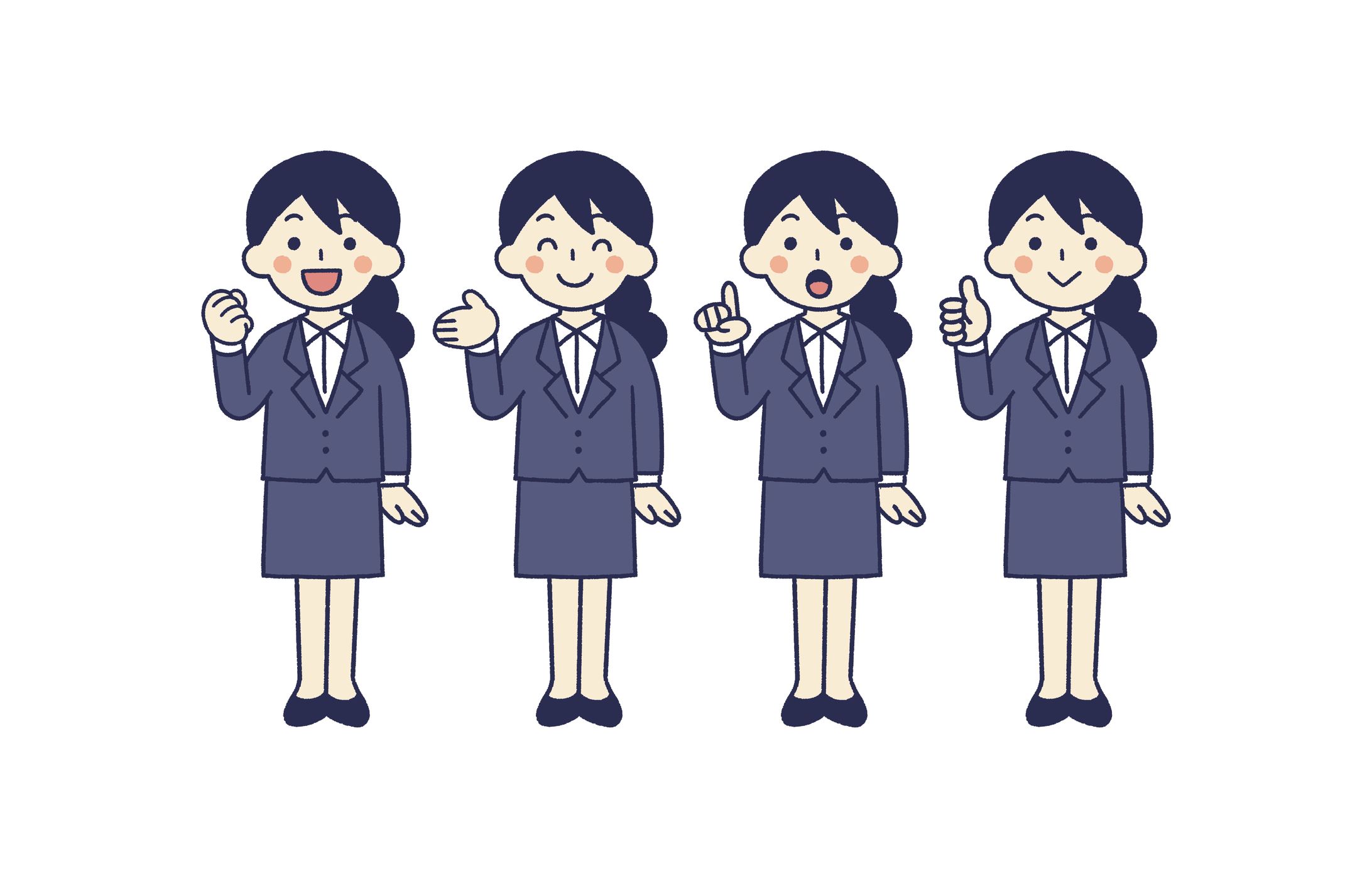 素材用イラスト_スーツ姿で働く人（全身）-1